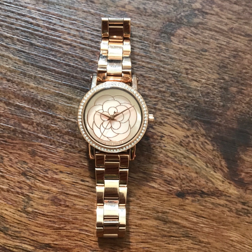 Rose Gold Michael Kors Floral Watch- no battery